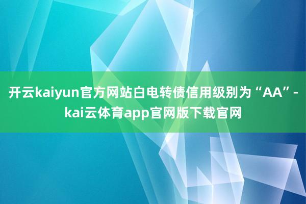 开云kaiyun官方网站白电转债信用级别为“AA”-kai云体育app官网版下载官网