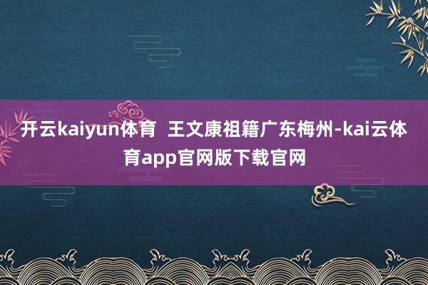 开云kaiyun体育  王文康祖籍广东梅州-kai云体育app官网版下载官网