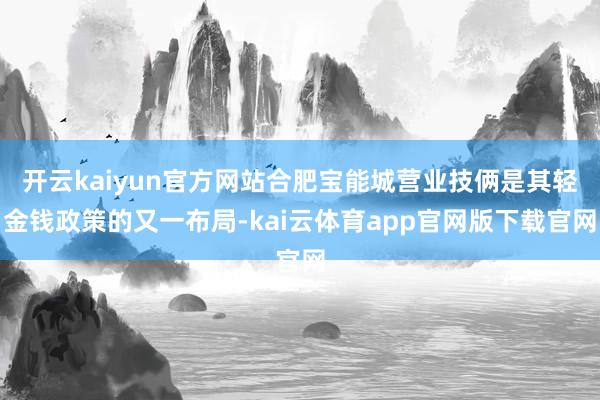开云kaiyun官方网站合肥宝能城营业技俩是其轻金钱政策的又一布局-kai云体育app官网版下载官网
