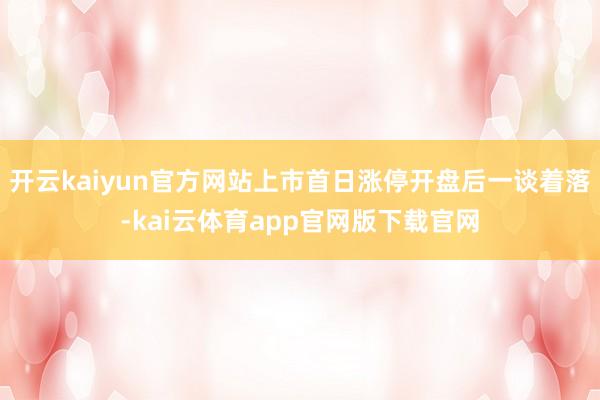 开云kaiyun官方网站上市首日涨停开盘后一谈着落-kai云体育app官网版下载官网